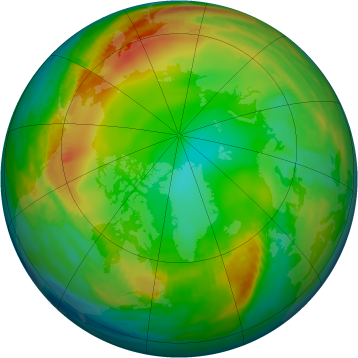 Arctic ozone map for 13 January 1989